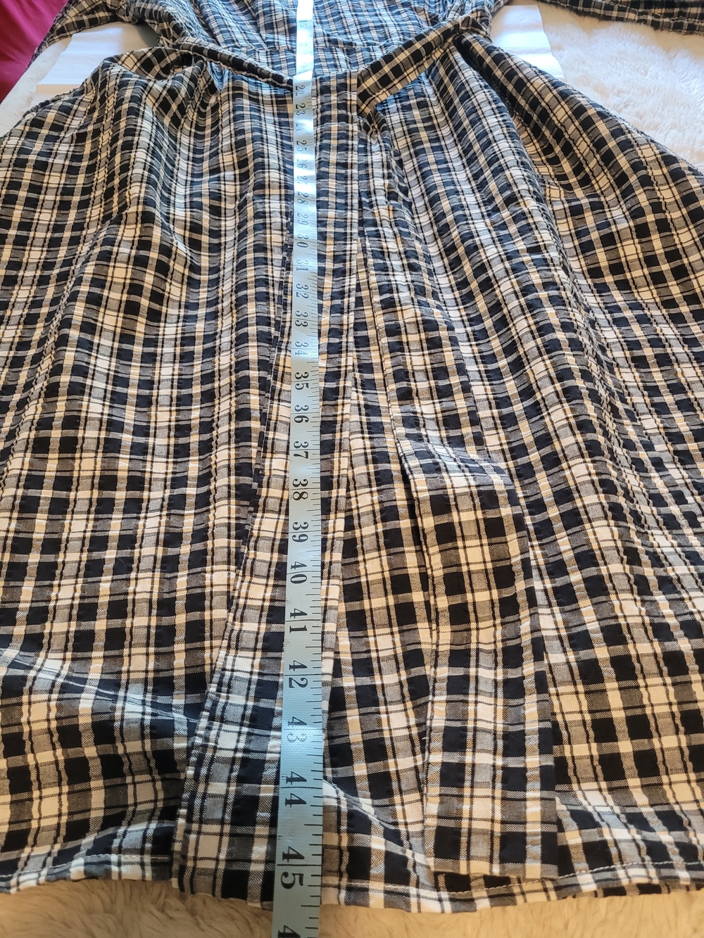 A New Day Black and Cream Plaid Wrap Midi Dress - Picture 12 of 14